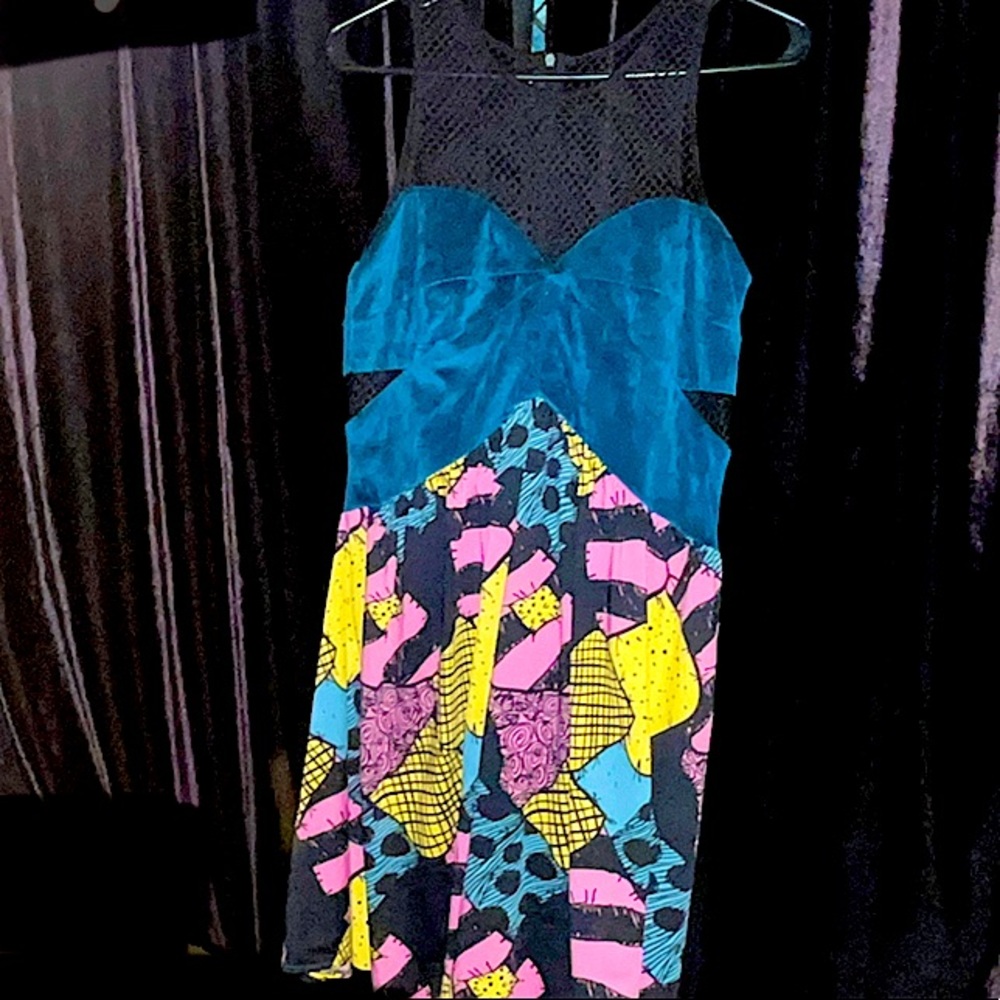 Sally Nightmare Before Christmas blue velvet & Fishnet women’s dress